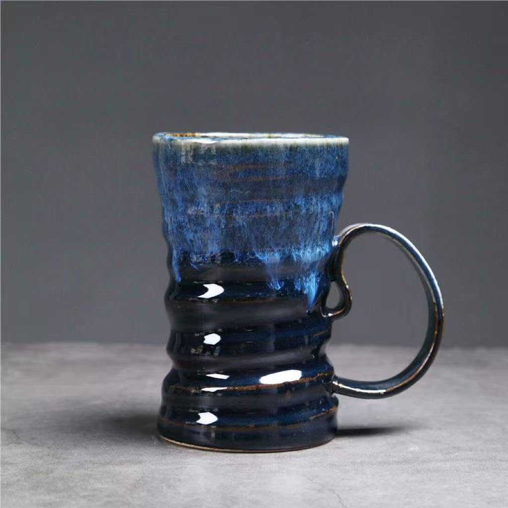 Alikexin 17oz Handmade Ceramic Coffee Mug - Unique Kiln-Glazed Stoneware Tea Cup, Big Handle, Lead-Free, Microwave Safe