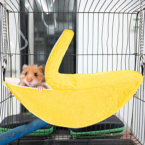 Hamster Thuis Hangend Hangmat Banaan Ontwerp Kleine Dieren Katoen Kooi Slapen Dierennest Bed Rat Hamster Speelgoed Kooi Swing (Kleur: Geel) - Image 6