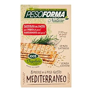 Pesoforma Nature Cracker Pasto Mediterraneo, 4 Pasti Sostitutivi Dimagranti, 100% Vegetale, 8 X 30 G