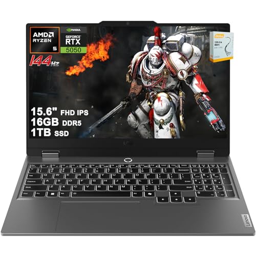 Image of Lenovo LOQ Gaming AI Laptop | 15.6 inch FHD IPS 144Hz (100% sRGB G-SYNC) | AMD 6-core Ryzen 5 220 | 16GB DDR5 1TB SSD | GeForce RTX 5050 440 AI Tops | Backlit 5MP Privacy Camera Win11 w /DLCA Accessory