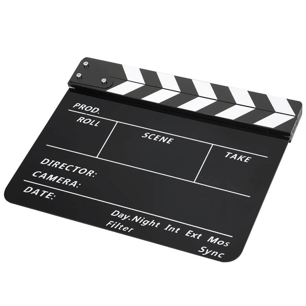 Film Clap with Crisp and Crisp Sound, Not Easy to Break, for Role Playing, Editing, Video Production, Film Rolls, Photography, etc. (White Striped Blackboard (PAV1BBE))
