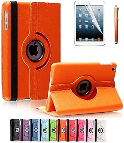 ShopNY Case - Apple iPad Mini Case - 360 Degree Rotating Stand Case Cover with Auto Sleep / Wake Feature for iPad mini (10 Colors) (Orange)