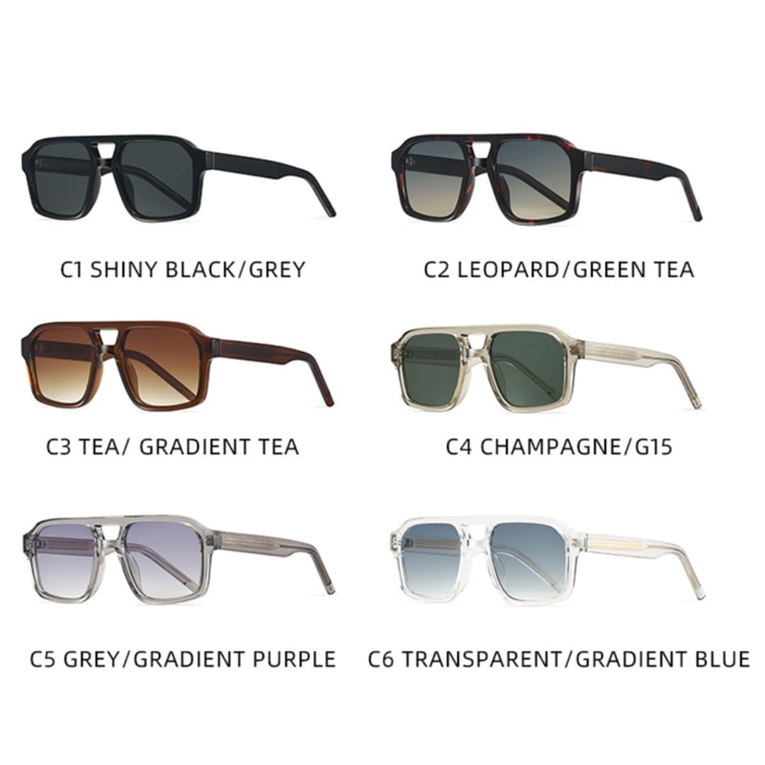 Gafas de sol retro de lujo para mujer con doble puente, patillas con núcleo metálico, gafas de sol de moda para hombre, protección UV400.