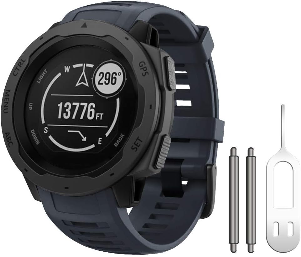 for Garmin Instinct Band, Soft Silicone Replacement Watch Strap Compatible with Garmin Instinct 2/ Solar/Tactical(Graphite)