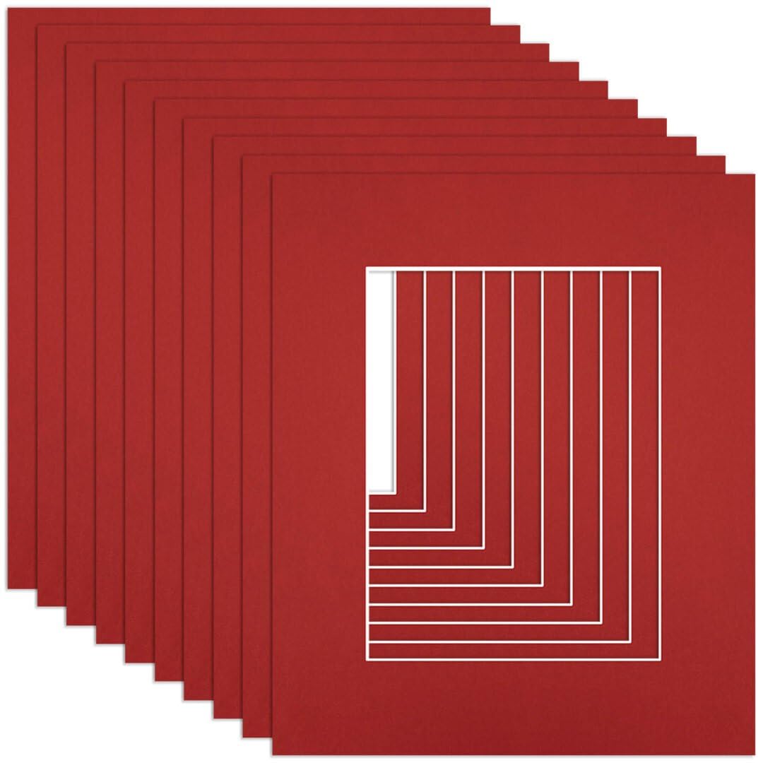 Procut Global 12x10" Crimson Picture Mounts to Fit 8x6" Aperture - Precision Cut Cardboard Photo Mount - Ideal for Frames, Prints, Artwork & Certificates - Sizes & Colours Available - 10 Pack