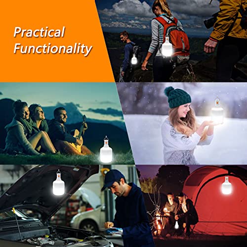 Ledeak 2 pieces LED camping lamp, rechargeable, tent light, work lamp with suspension and USB cable, battery operated, rechargeable, portable 500 lumens, tent light for camping, patio, garden, barbecue - Image 8