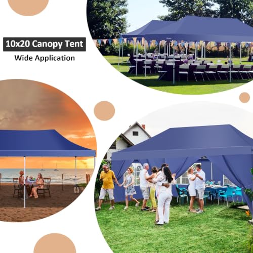 Image of COBIZI 10x20 Pop up Canopy Tent for Parties, Carry Bag,6 Walls,4 Sandbags