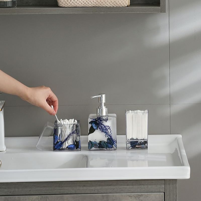 Floating Dried Flower Bathroom Decoration Supplies Hand Sanitizer Bottle Cotton Swab Box Set image 5