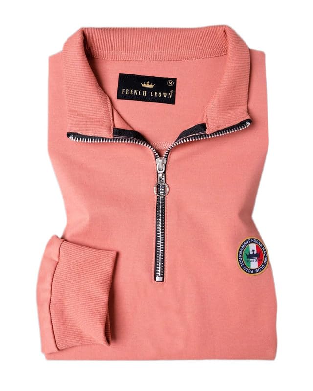 french crown Geraldine Peach and Cloud Burst Blue Color Block Super Soft Zipper Sweatshirt-picture-19