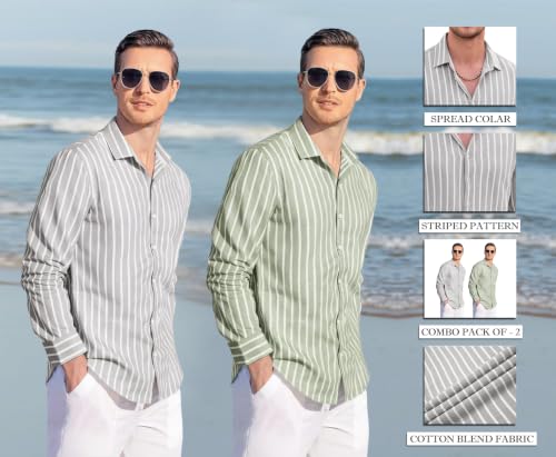 Image of Zombom Men's Regular Fit Vertical Striped Casual Shirt | Full Sleeve Cotton Blend Shirt for Men | Slim Fit Stylish Party