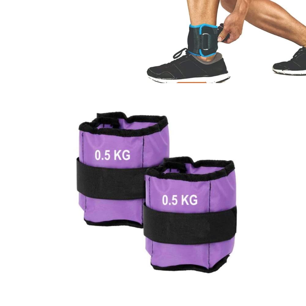 FFitness Pesi per Polsi e Caviglie (2 x 0.50 kg) Wrist/Ankle Weights con Cinturino Regolabile a Strappo