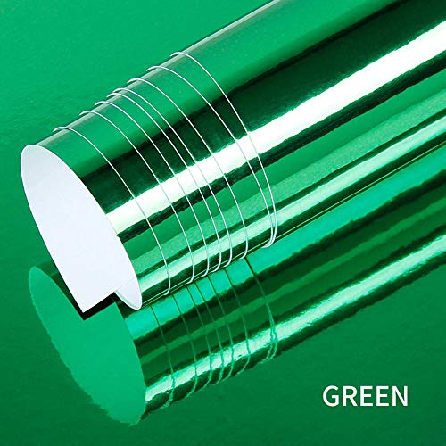 Image of LZLRUN 1FT x 5FT Chrome Mirror Vinyl Wrap Adhesive Car Sticker Decal Film (Green, 1FT x 5FT)