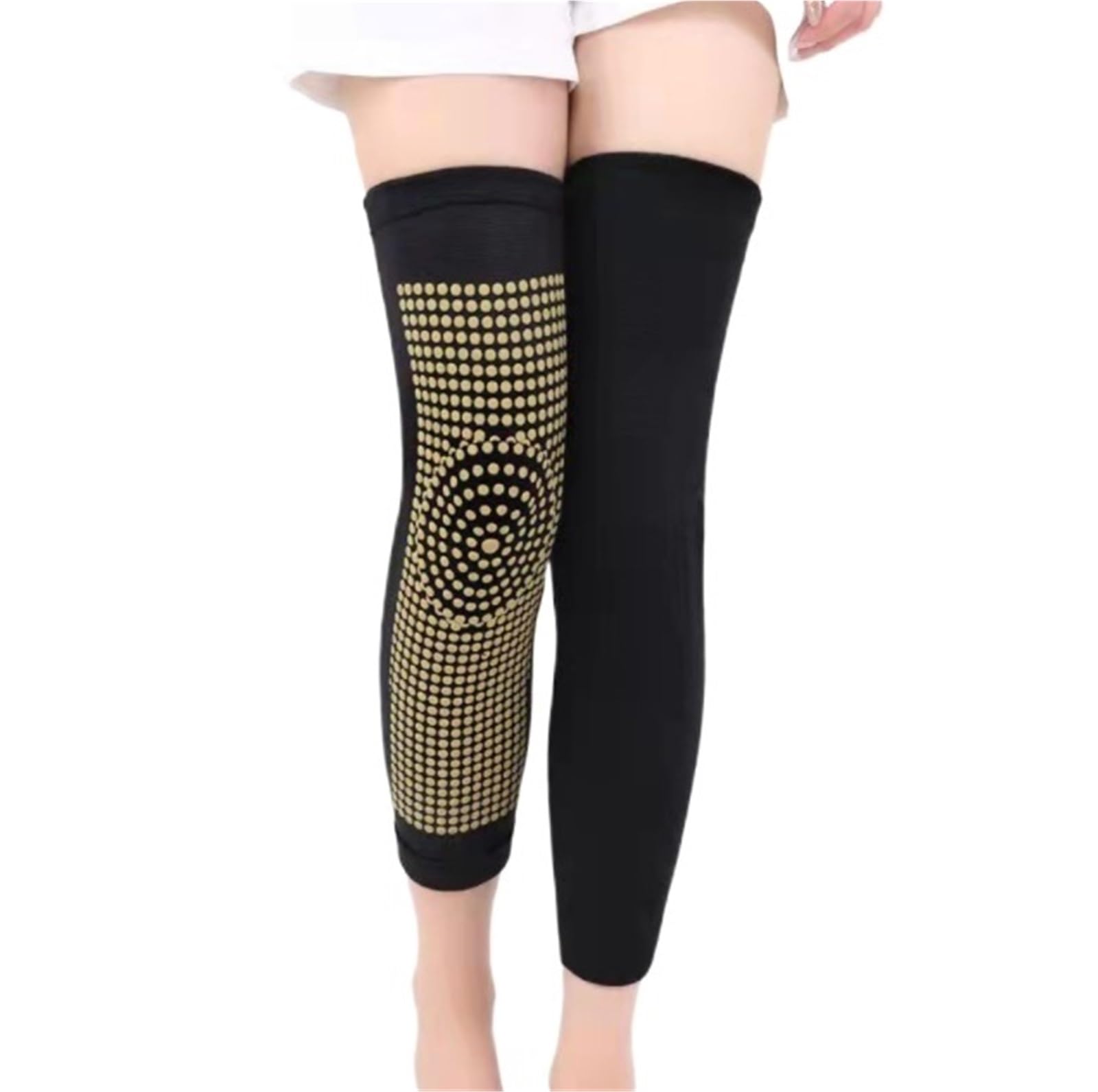 Ginocchiera Ginocchiere A Compressione Calda Elastica da Uomo Donna for Gli Sport di Danza E Pallavolo Tutore Ginocchio(Black-Long,M)