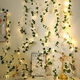 2 m, 20 warme LED-Lichter: Sie erhalten 1 Packung künstliche Efeublätter mit LED-Lichterkette. Die Girlande ist 2 m lang mit 20 Mikro-LEDs und einem 2 AA-Batteriehalter. (Batterien nicht im Lieferumfang enthalten.)