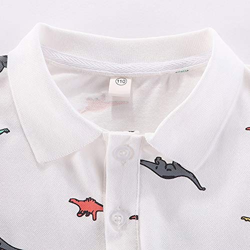 Fashion Boys Turndown Collar Dino Printed Polo Shirt4