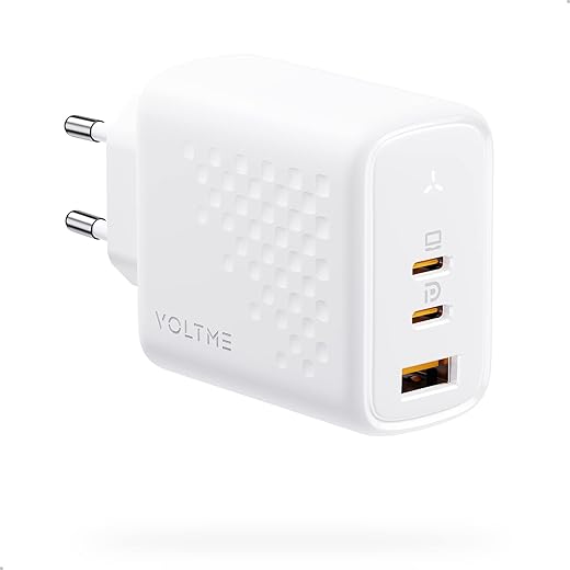 VOLTME Caricatore USB C 65W GaN Caricabatterie Rapido Multiplo Bianco, Alimentatore USB...