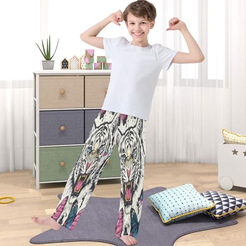 Boy's Pants Tiger Pink Blue Butterfly Jogger Pants Elastic Waist Long Bottoms Trousers with Pockets 6-14 Years4