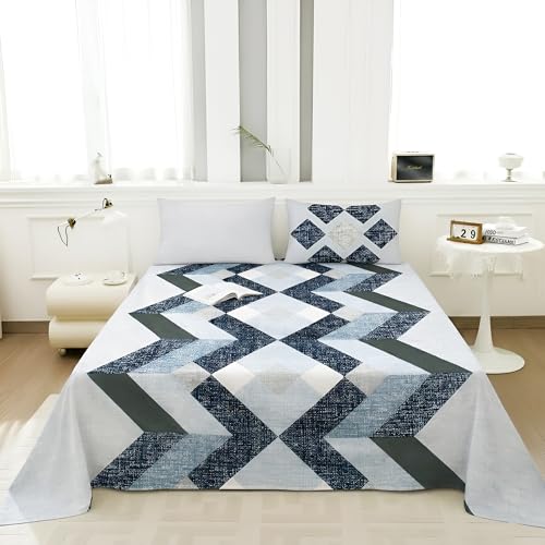 Image of Story@Home Bedsheet for King Size Bed | Cotton Bedsheet | Abstract Bed Sheet with 2 King Size Pillow Covers (270 X 270 Cm, Blue) | Perfect for Diwali Gifting /Festive Gifting | 260TC