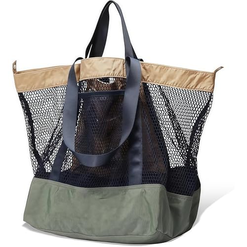 Large Mesh Beach Bag, Large Capacity Travel Storage Bag with Pockets, Portable, Easy To Shake Off Sand