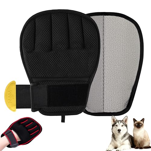 MMGOPET Pet Hair Removal Glove for Cats & Dogs, Patented Adjustable Strap, Reusable Five-Finger Grooming Glove with Secure Non-Slip Fit for Couch, Carpet, Clothing & Car Seat