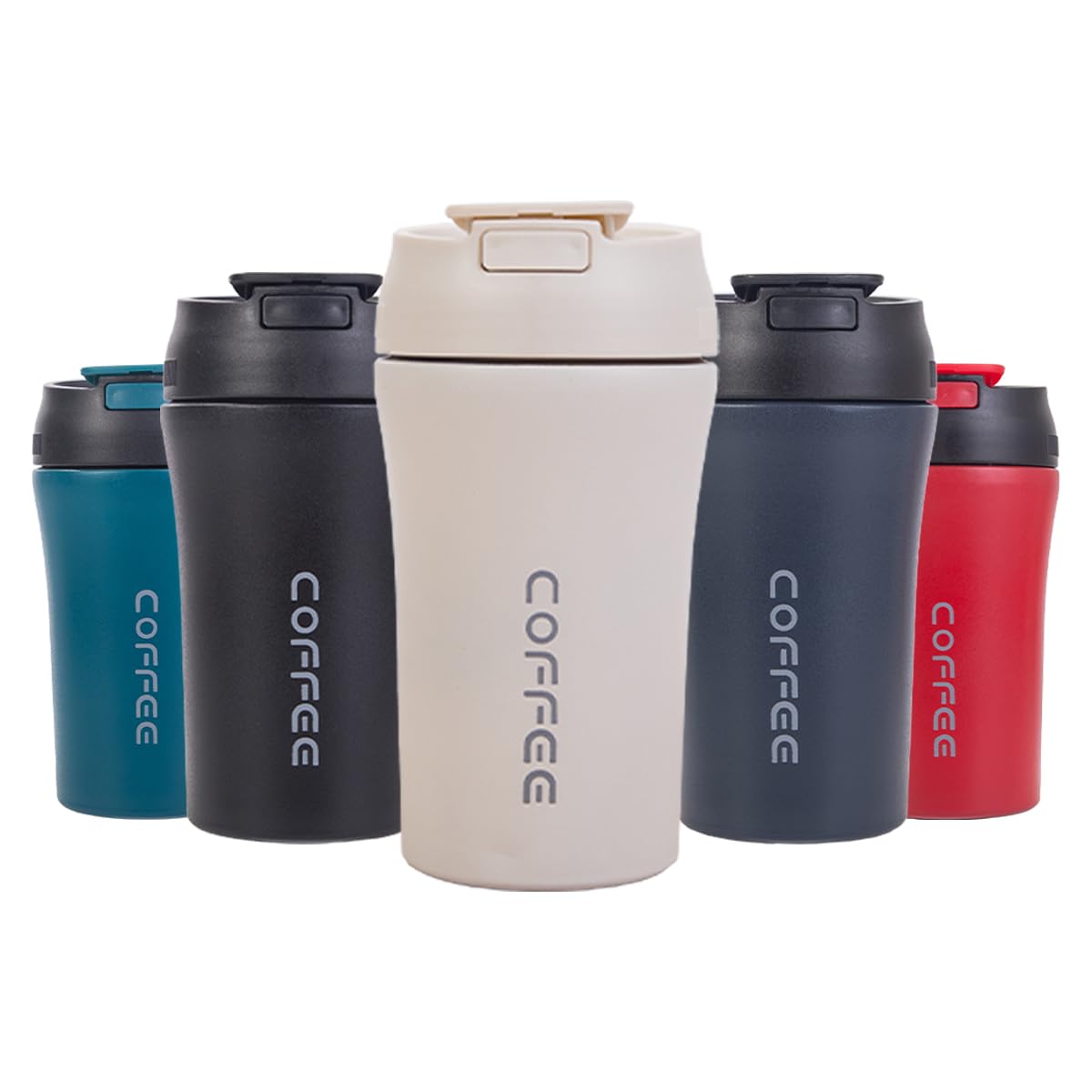 14oz Insulated Coffee Travel Mug Stainless Steel Vacuum Coffee Cup Leakproof with Screw Lid Double Wall Coffee Tumbler Reusable Thermal Cup for Hot/Iced Beverage - 400ml (* White)