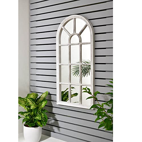 Biznest 35X70Cm Scandi Coast Arch Mirror Your Garden With This Decorative Indoor Outdoor Mirror White Rustic