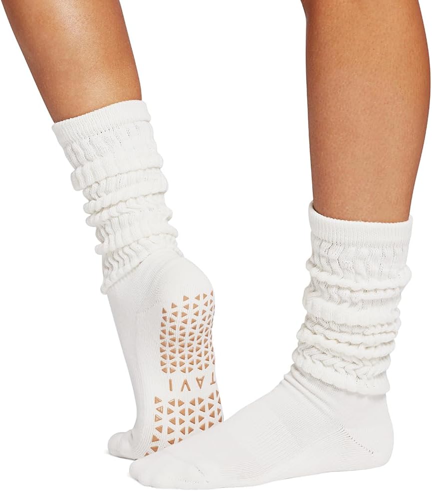 TAVI Stacy Slouch Pilates Socks - Grip Socks for Women Designed for Yoga, Barre, Dance, Studio Fitness and Louge Wear