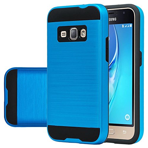 Galaxy J3 Case, Galaxy Sky, Galaxy Express Prime Case, Galaxy Sol, Galaxy Amp Prime [Shock/Impact Resistant] Brush Hybrid Defender Protective Case Cover for Samsung Galaxy J3/J3 V, Blue