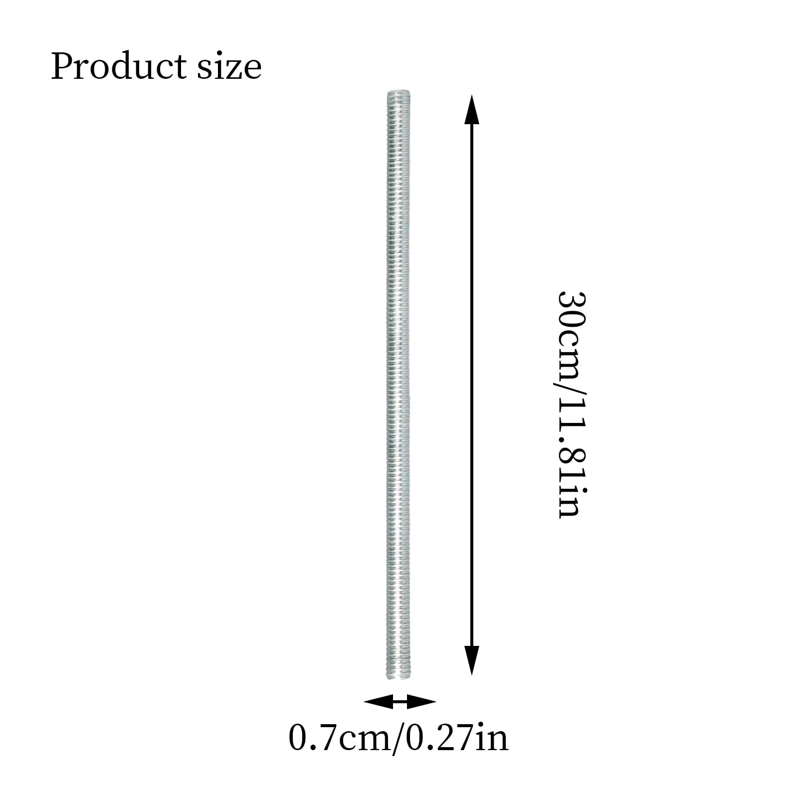 Lot de 2 Tiges Filetées M8 X 300 MM, Tige Filetée, Tige Filetée M8, Filetage Intérieur Métrique, En Acier Galvanisé, Convient Aux Installations Intérieures, Aux Navires, Aux Balustrades En Fer