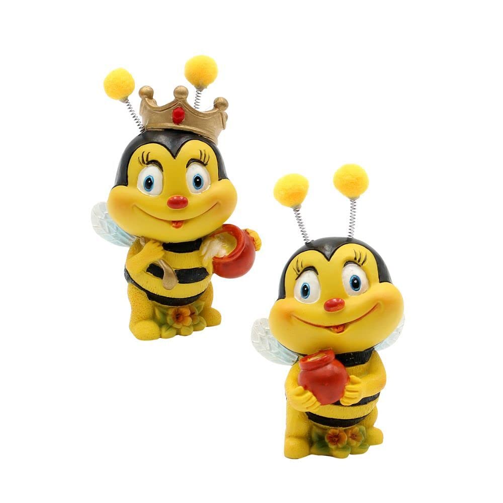 Dekohelden24 Decorative Figurine Bee Couple with Honey Pot Set of 2 Garden Decoration Polyresin Dimensions (L x W x H) Approx. 5 x 5 x 9 cm