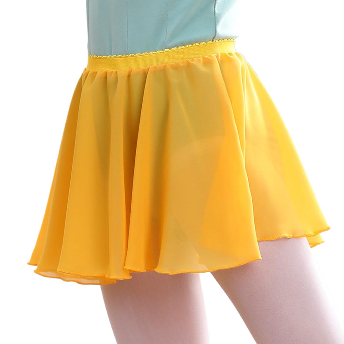 1 Pezzo Gonnellino Danza Classica Donna, Gonna Gialla Donna, Bambina da Gonna, Gonna Gialla Corta, Avvolgente Gonna da Ballo in Chiffon Lacci in Vita Regolabili