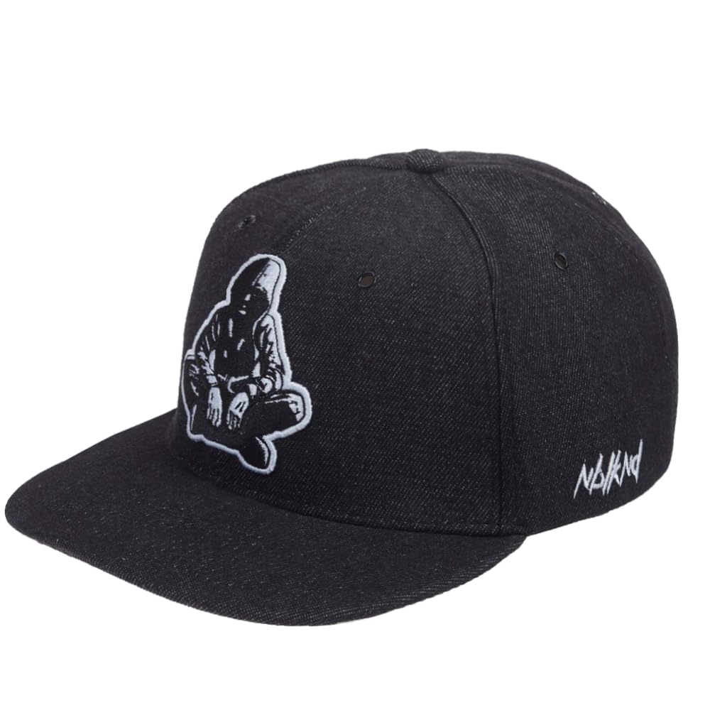 Nebelkind Czapka Snapback Męska Żeńska Czarna Denim, Jedna Rozmiar, Unisex, Czapka Bejsbolowa Wysokiej Jakości, Regulowana Rozmiar, Styl Streetwear, Czapka Bejsbolowa, Retro