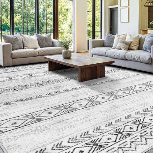 Tapete Rwlvpe 9X12 Geométrico Boho Antideslizante y Lavable miniatura 1