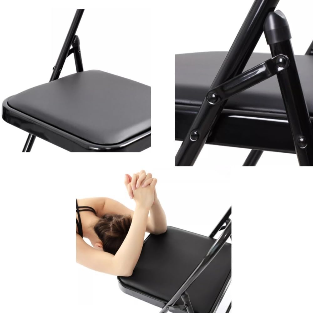 Silla de yoga plegable para Iyengar, silla auxiliar antideslizante para flexibilidad y entrenamiento de fuerza, perfecta para equilibrio y paradas de manos, color marrón