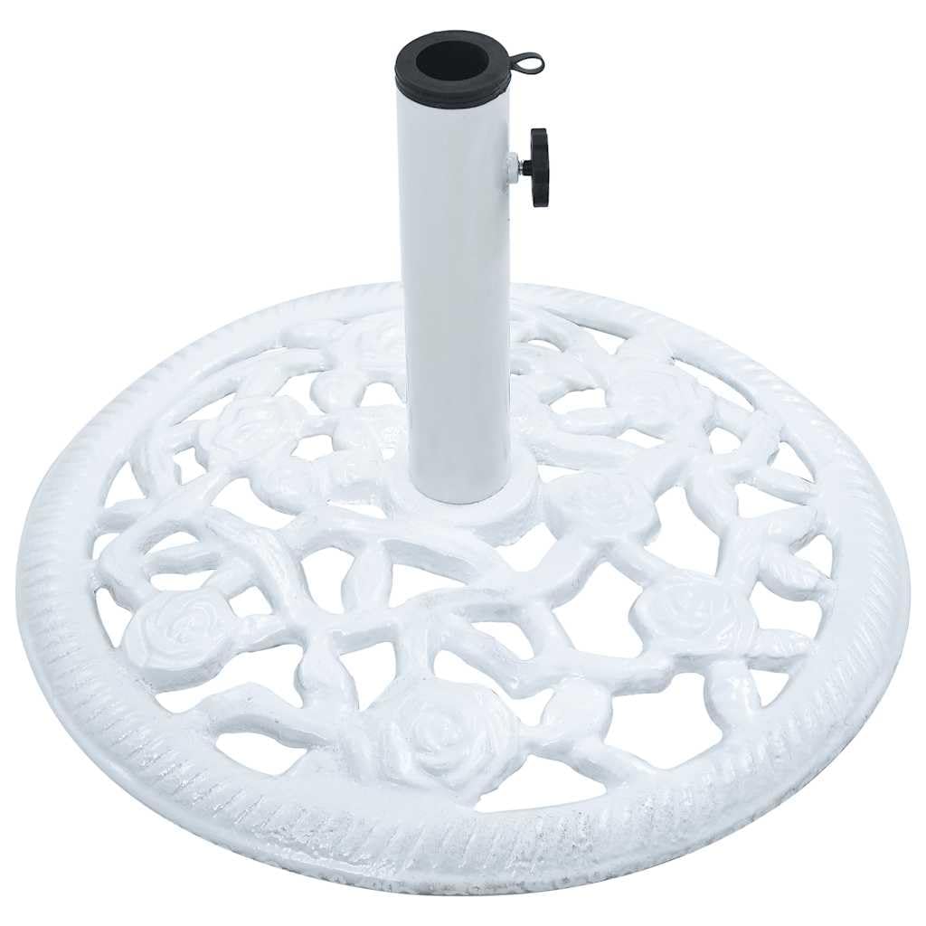 Supporto per ombrellone bianco, 12 kg, in ghisa, per asta da 35, 38, 48 mm, adattatore e fissaggio per balcone, terrazza, giardino, stabile in caso di vento
