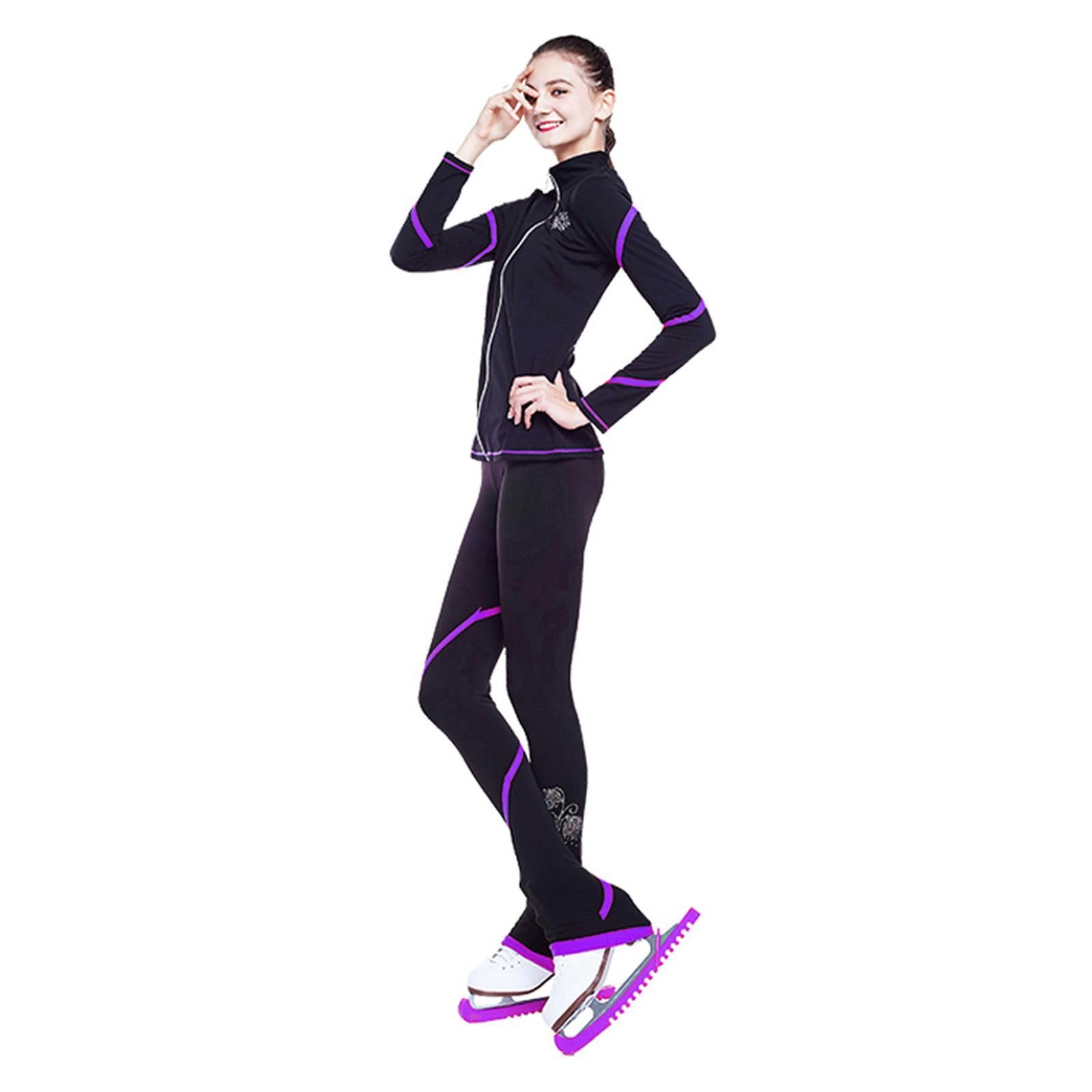 LIUHUO Veste de patin à glace, pantalon, ensemble pour fille, noir, vêtements d'entraînement,