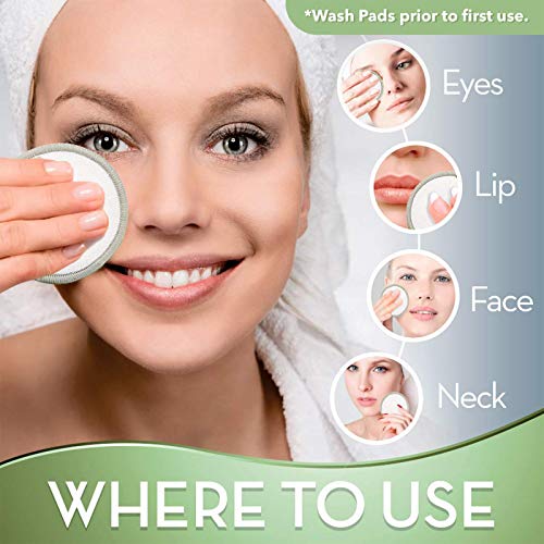 SaiXuan Herbruikbare make-up remover pads (20 stuks) met wasbare katoenen pads waszak milieuvriendelijke gezichtsdoek… - Image 7