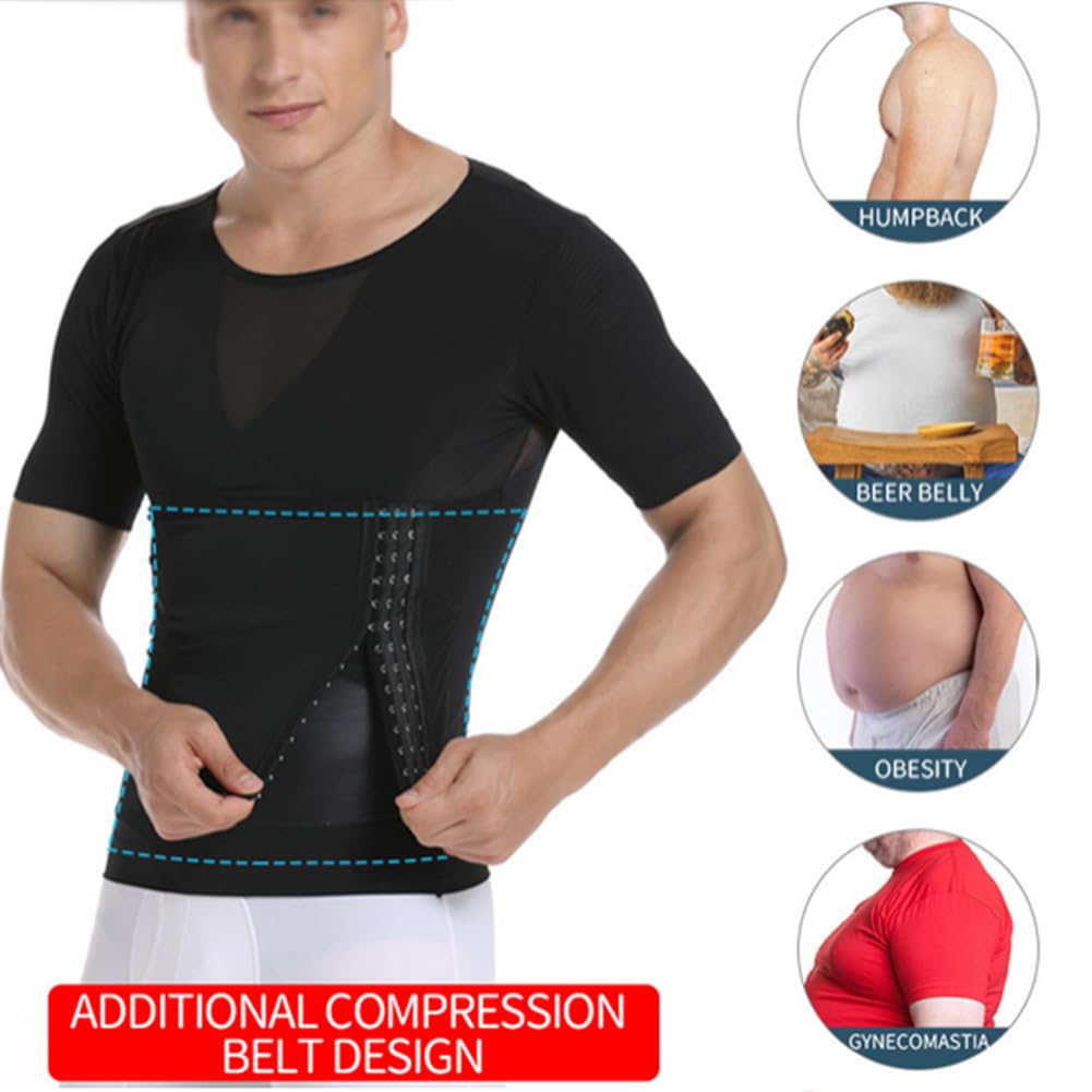 Hombre Compresión Pecho Abdomen y Cintura Gynecomastia Deportiva Camisa Faja Reductora Camiseta Adelgazar Moldeador Shaper Chaleco