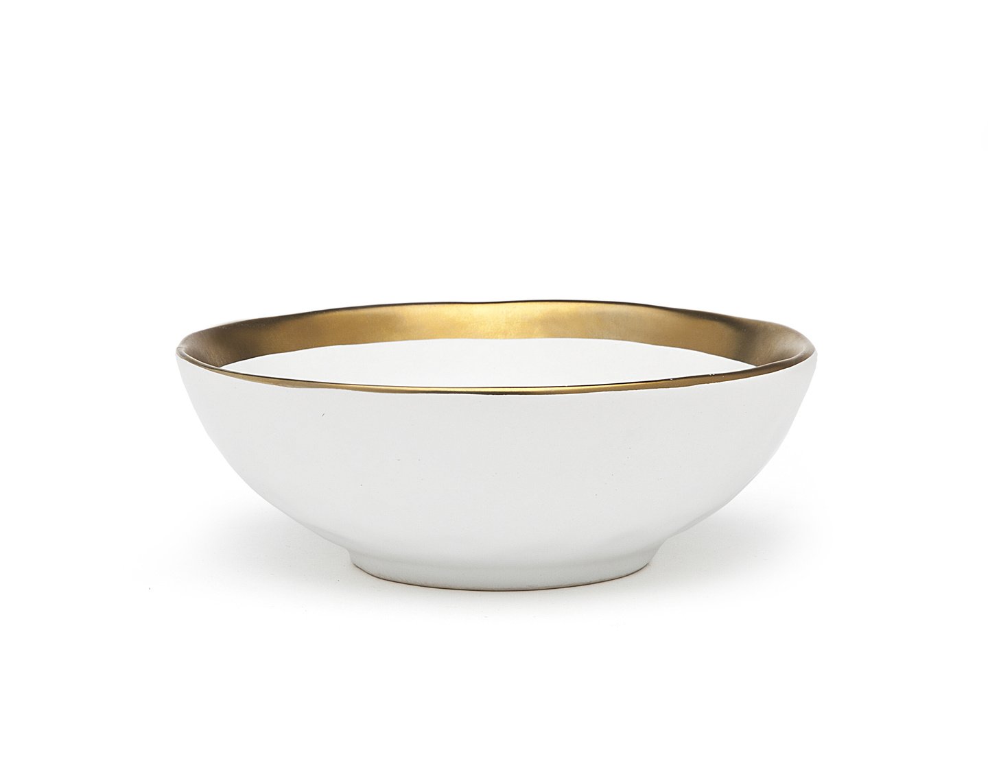 Godinger Dish Bowl Terre Dor Gold and White Porcelain Banded Dinnerware - 5.5 inches