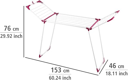 Miniatura 6 de Wenko Secador de ropa 42.7 ft Summer Dry-42.7 ft Longitud de secado, metal, blanco, 18.1 x 60.2 x 29.9 in