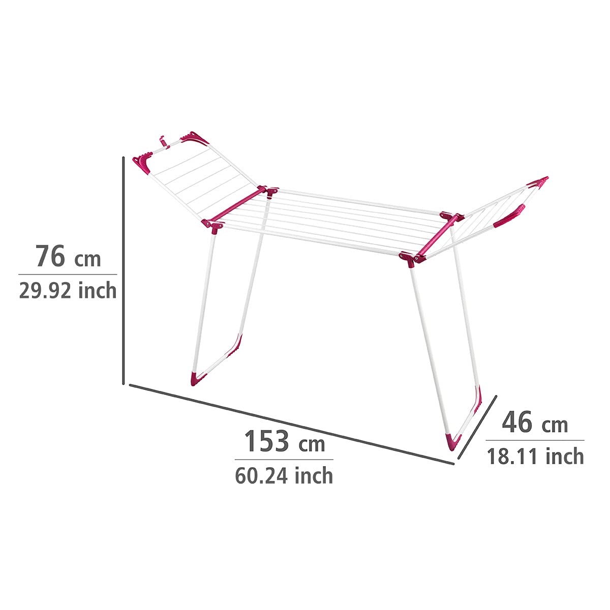 WENKO Wäschetrockner Summer Dry 13 m - 13 m Trockenlänge, Metall, 153 x 76 x 46 cm, Weiß
