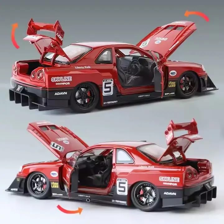 Image of 1:24 Skyline GTR S15 Street Racing Vintage Retro Toy Car Diecast Metal Pull Back Car - 4 Openable Doors with Sound & Light | Luxury Toy Car & Gift for Kids 【Colors as Per Stock】
