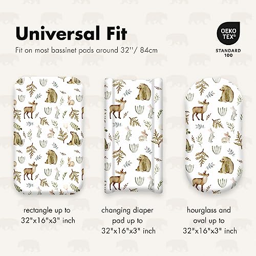 Image of Gllquen Baby Bassinet Sheets 4 Pack, Breathable Cozy Fitted Mattress Sheet | 32 inchx16 inch Soft Baby Sheets for Boys Girls, Compatible with Halo, Snoo, Uppababy, Universal fitted,Baby Gift,