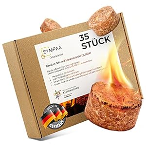 SYMPAA Kaminanzünder Bio Anzünder für Starke 15 min XXL Brenndauer -35 Stück- Grillanzünder aus Wachs Holzanzünder…