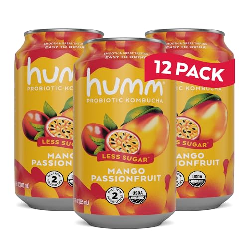 Humm Kombucha Mango Passionfruit, Organic, Vegan & GMO Free (12 Pack)