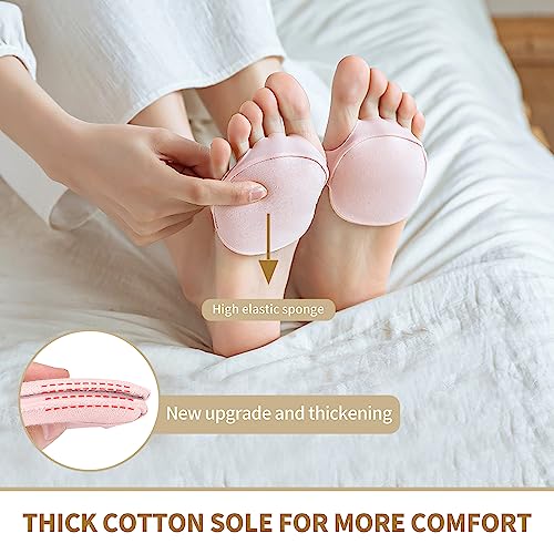 Image of 4 Pairs Honeycomb Fabric Forefoot Pads Women High Heels Invisible Socks High Heel Comfort Pads for Relieving Foot Fatigue Comfortable Non-Slip Corrective Toe Socks Pad (Pink)