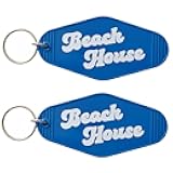 2pcs Beach House Keychain Bulk Blue Beach House Motel Key Ring New Home Key Chain for Women