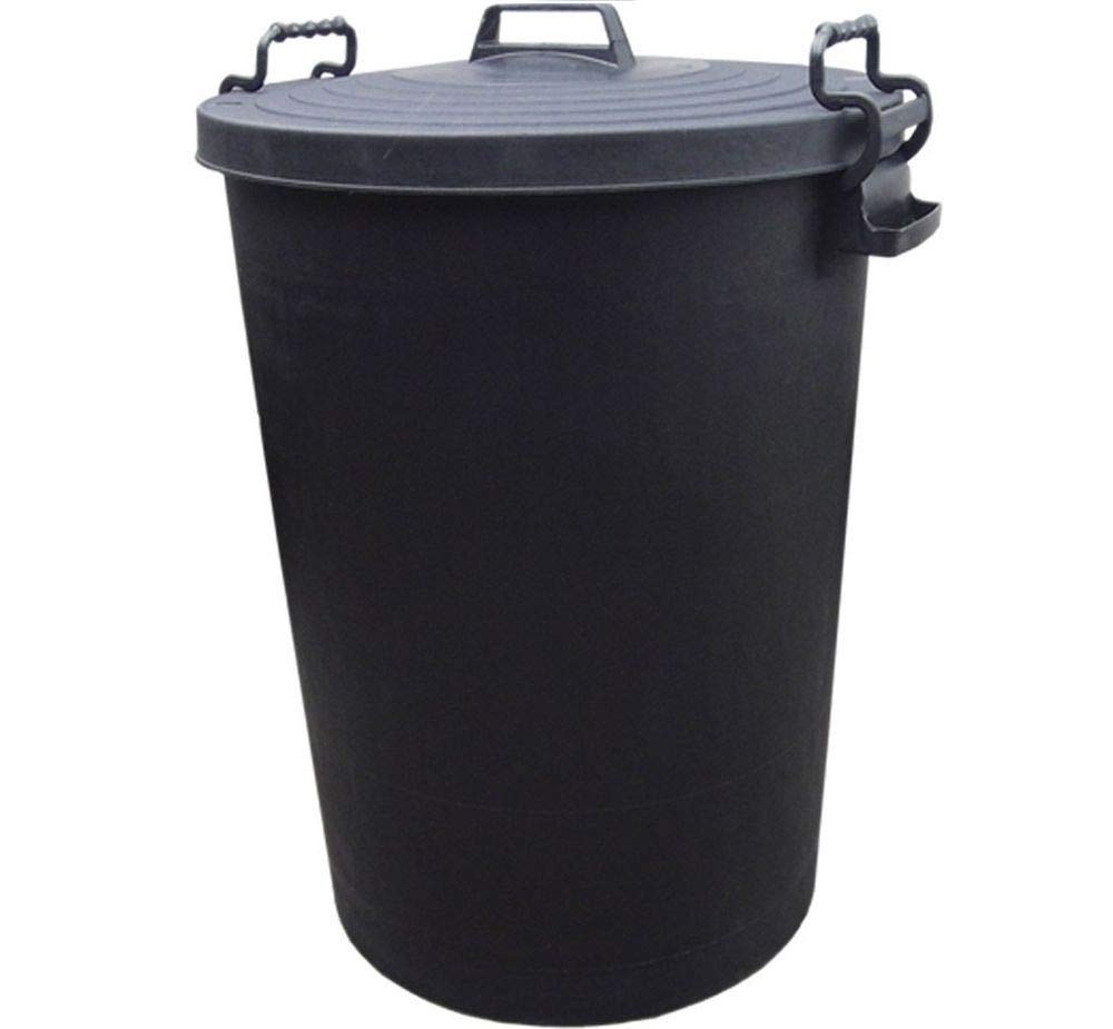 Srendi® 2 x110 LITRE BLACK BINS DUSIT BIN/GARDEN Large Black Plastic