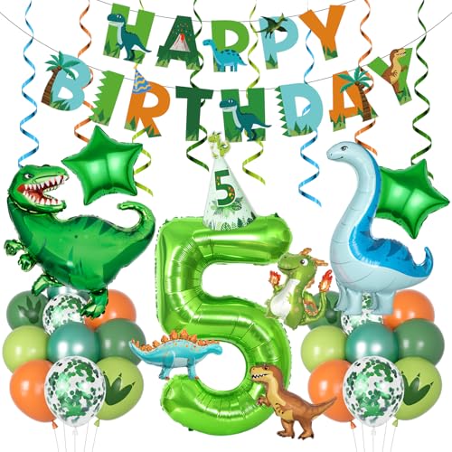 Amandir Dinosaur 5th Birthday Party Decorations for Boys Girl
