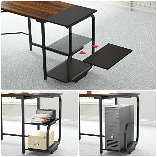 Merronix L Shaped Office Desk, Modern Reversible L Gaming Desk For Home Office, Spacious Desktop Corner Computer Desk, Teak #TOP5